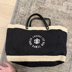 Black and Cream Canvas Tote Bag with Logo